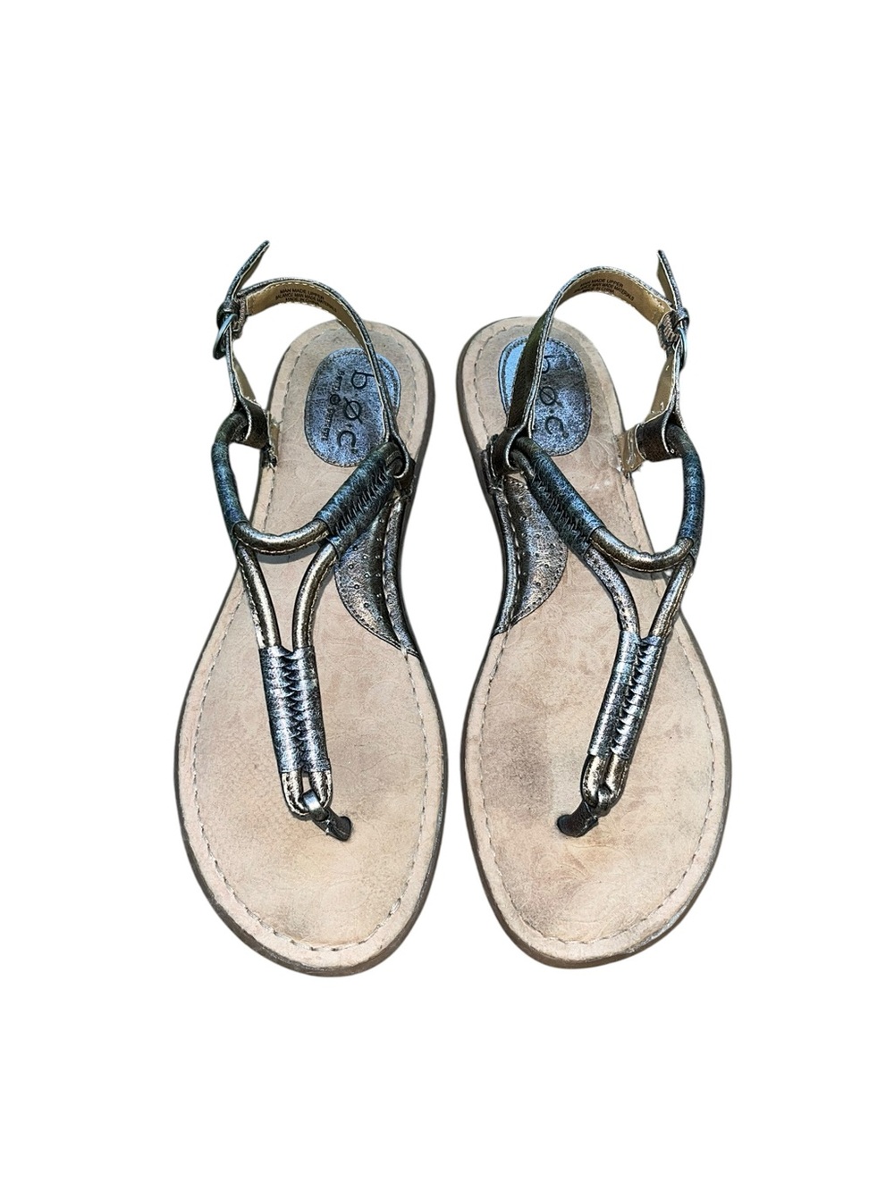 BORN Concept | Reverie Black & Silver Metallic Thong Ankle Sandals Size 9